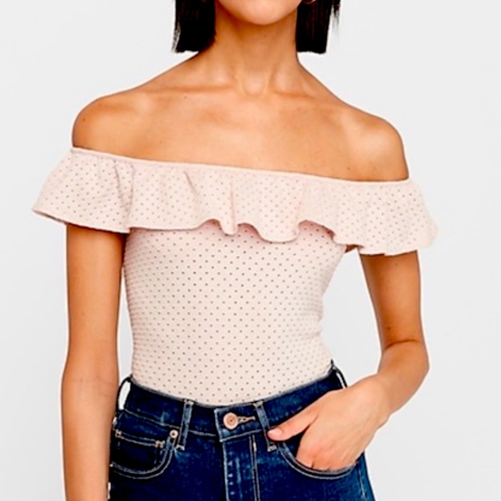 Express off shoulder pink boudsuit